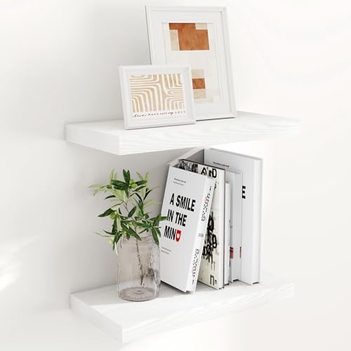 Fun Memories 16 Inch Long Floating Shelves in White, 9.3 Inch Deep Floating by FunMemories
