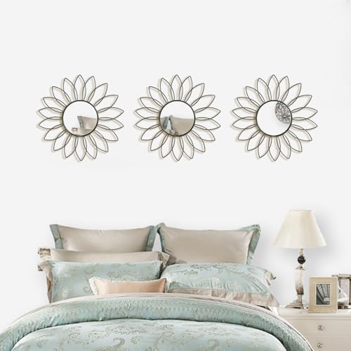 3 Pack Metal Mirror for Wall Cute Sunburst Wall Mirror Home Decor Wall Art - Image 5