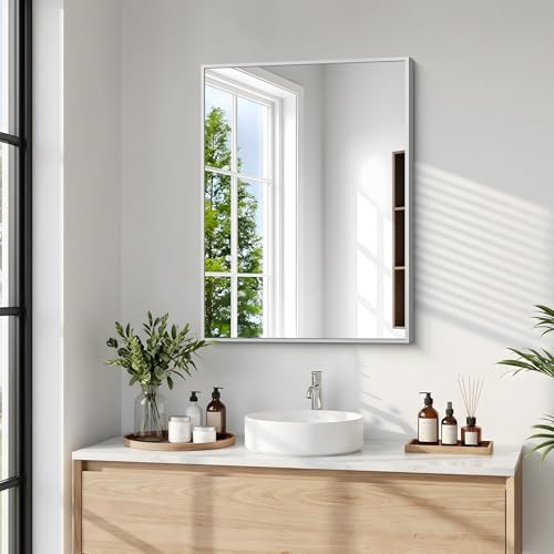 BONEWEI Silver Bathroom Mirror, 20x24 inch Wall Mirror - Image 2