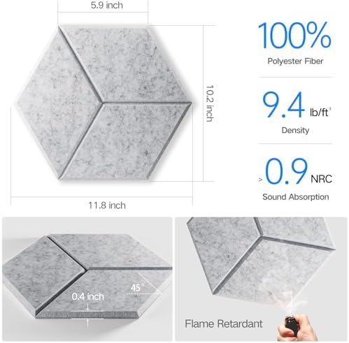 22 Pack Self-Adhesive Acoustic Panels 12" X 10" X 0.4" - Image 4