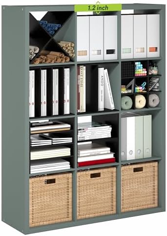 Furinno Cubicle Book Shelf, 12-Cube Bookshelf, Extra Thick Frame Reversible by Furinno-FitsYourSpaceFitsYourBudget