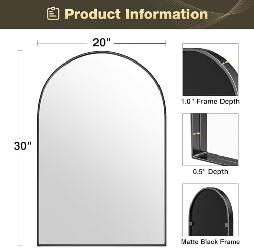 Brightify Arched Mirror, 20 x 30 Inch Black Arch Mirror - Image 2