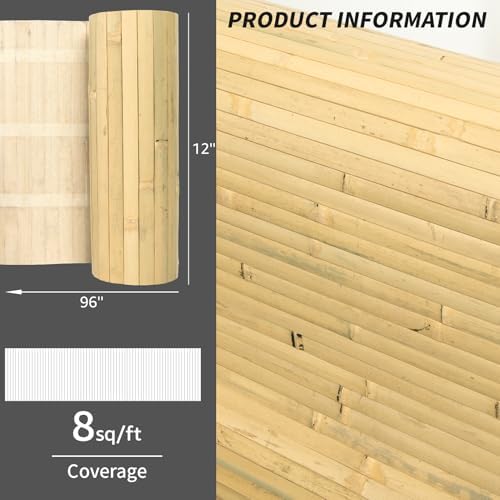 Art3d 12 x 96 in Pole Wrap Natural Bamboo Wall Panel - Image 5