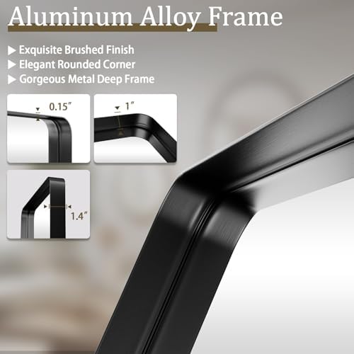VooBang Bathroom Mirror 20x30 inch, Modern Round Corner Bathroom Vanity Mirror - Image 4