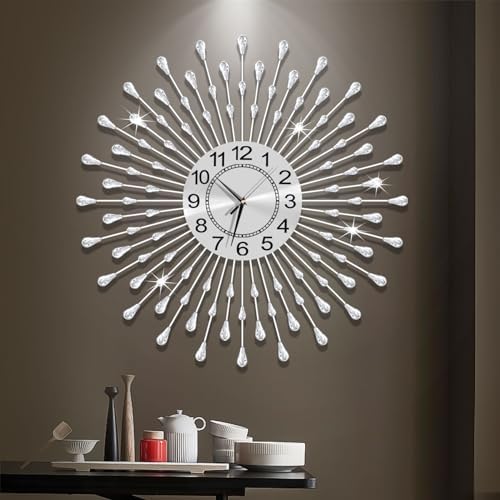 Large Wall Clock Metal Decorative Wall Clocks Silent Non-Ticking, Bling Shining by FMTADDecorativeWallClocks