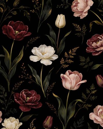 ILHIIOR Dark/Pink Floral Peel and Stick Wallpaper 17.5 x 118 Inches by ILHIIOR