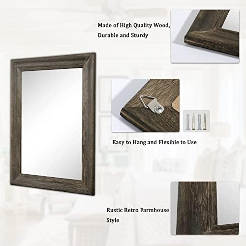 Retro Wall Mirror with Wood Frame Farmhouse Rectangle Hanging Mirrors Decorative - Image 7