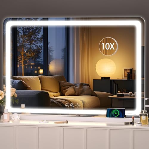 Hasipu Vanity Mirror with Lights, 37.4" x 26" LED Makeup Mirror, Lighted Makeup by Whatssuitableisthebest