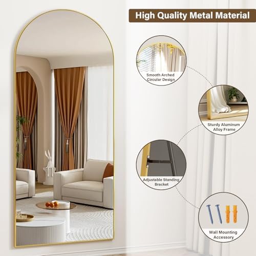 HARRITPURE Full Body Mirror 180 x 66 cm, Curved Standing Mirror - Image 6