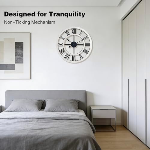 24 Inch Large Rustic Wall Clock Silent Non-Ticking Wooden Wall Clocks - Image 5