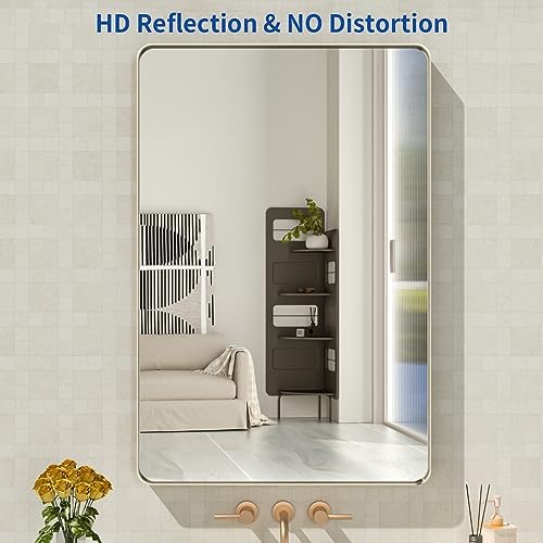 WEER Brushed Nickel Bathroom Vanity Mirror 24X36 Inch - Image 2