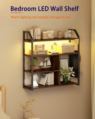 Floating Shelves with LED Light, 31.5" Wall Mounted Display Shelf - Image 4