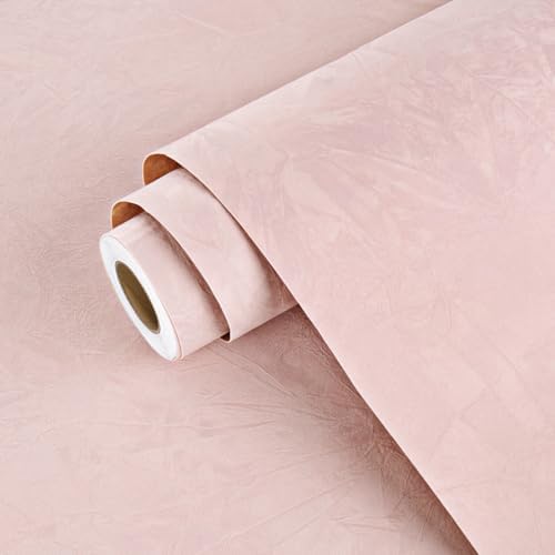 Wallercity Coral Pink Velvet Wallpaper Peel and Stick Soft Luxury Pink Flocking by Wallercity