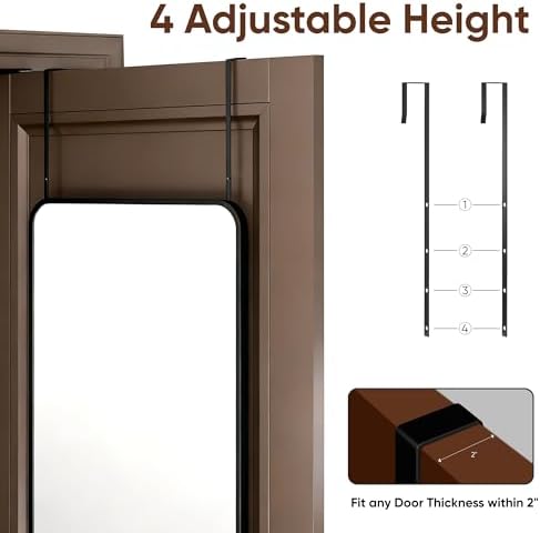 Antok 58" x 20" Full Length Over-the-Door Mirror, Hanging Mirror - Image 6
