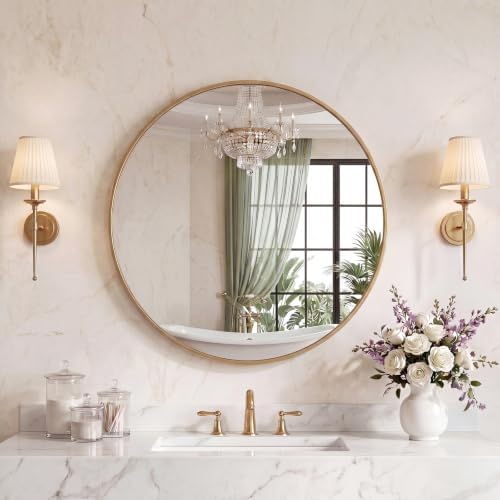 Sweetcrispy 30 Inch Round Wall Mirror, Bathroom Mirrors by Sweetcrispy