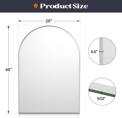 Frameless Bathroom Mirror, Arch Wall Mounted Vanity Bathroom Mirror - Image 4