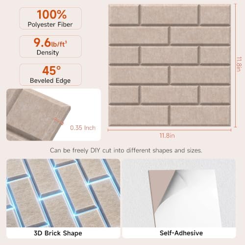 TO-TH Acoustic Wall Panels Peel and Stick Noise Reducing Panel 12Pack - Image 2