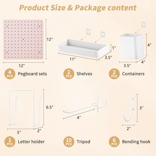 FZK Modular Plastic Pegboard Wall Organizer Kit, 4 Panels - Image 3