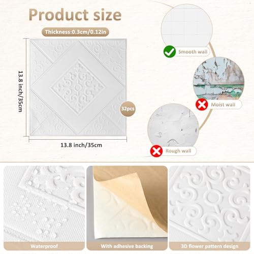 Nuanchu 20 Pcs 13.8 x 13.8 Inch Ceiling Tiles Peel and Stick - Image 2