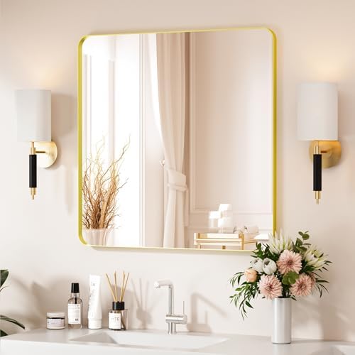 Gold Bathroom Mirror 30X30 Inch Bathroom Vanity Mirror by Venusmiles