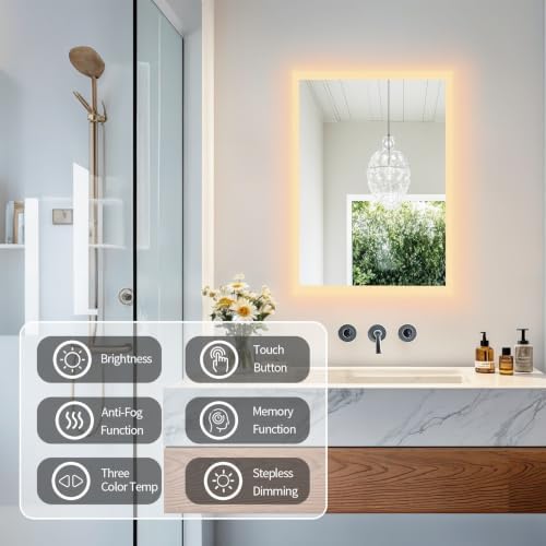 LUVODI Bathroom LED Mirror Backlit: Rectangular Vanity Mirror 20x28 inches - Image 3