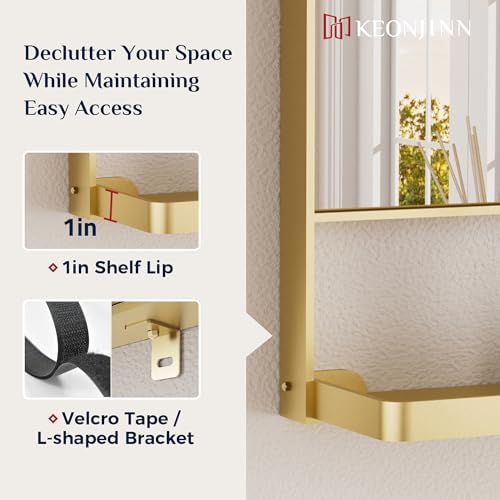 Keonjinn 18" x 28" Gold Bathroom Mirror - Image 6