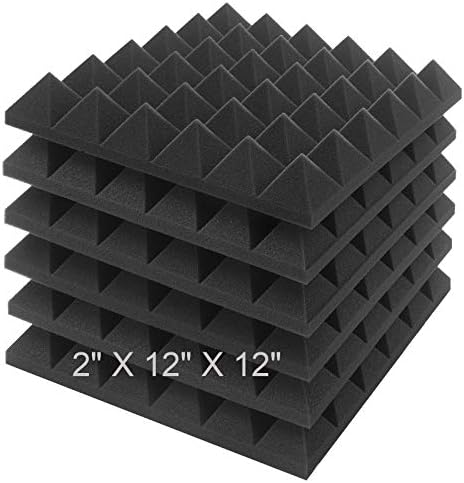 JBER 6 Pack Acoustic Sound Foam Panels, Pyramid Sound Absorbing Panels by JBER