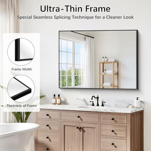 DESBING Black Bathroom Mirror for Wall, 30x40 Inch Rectangle Mirrors - Image 5