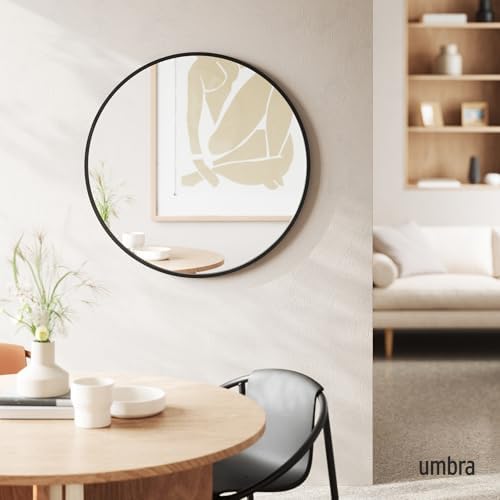 Umbra Hub Round Wall Mirror, Rubber Frame Bathroom Mirror - Image 2
