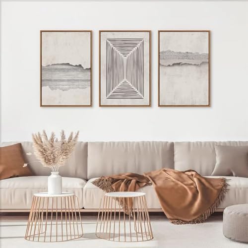 CHDITB Abstract Modern Framed Canvas Wall Art Set, Geometric Line Textured Wall - Image 2