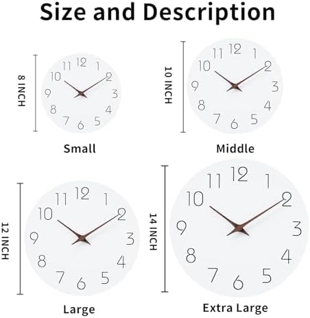 Mosewa Wall Clock 12" Modern Battery Operated Silent Simple - Image 2