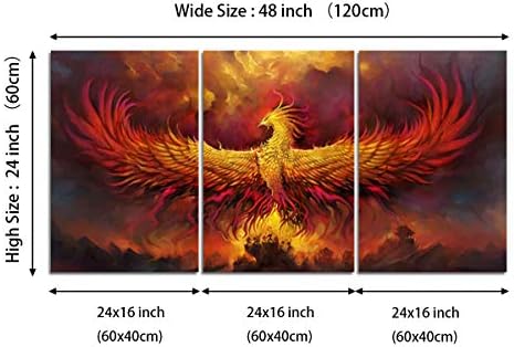 Yetaryy Fantasy Wall Art Canvas Prints Golden Red Burning Phoenix Volcanic - Image 6