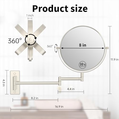 8" Wall Mount Makeup Mirror - Image 2