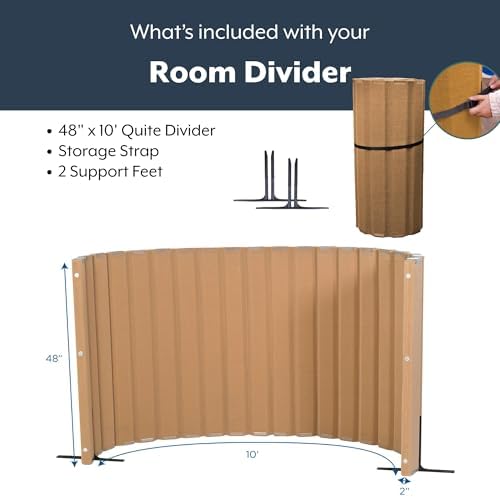 Angeles Room Divider, Acoustic Room Divider Panel, Natural Tan - Image 3