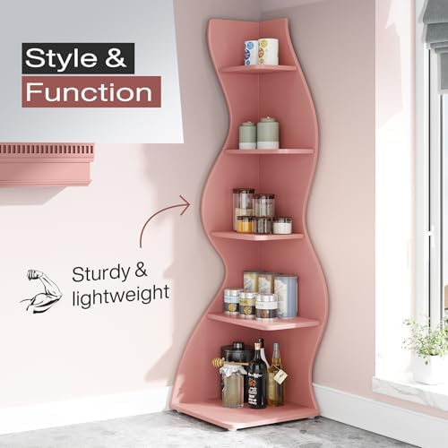 Tribesigns Corner Shelf, Modern 5-Tier Wall Corner Bookshelf, Stylish Corner - Image 5