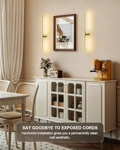 FRIDEKO HOME Gold Sconces Wall Decor Set of 2, 4000K LED Wall Sconces Fixtures - Image 4