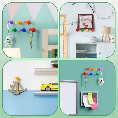 6 Pack Rainbow Wooden Wall Hook, Adhesive Decorative Hanging Rack - Image 5