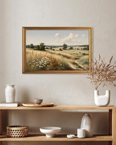 KBKBART Gold Framed Vintage Wall Art, Serene Fields Wildflowers Vintage - Image 6