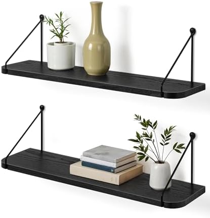 Afuly Black Floating Shelves for Wall, 24in Shelf by Afuly