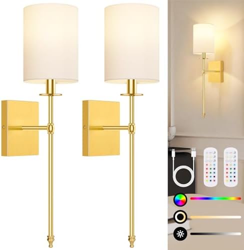 Battery Operated Wall Sconces Set of 2, Rechargeable Sconces by BestChoiceforYourLife