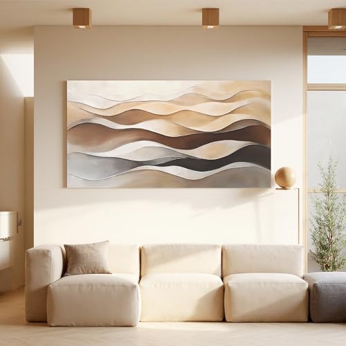Brown White Abstract Canvas Wall Art Decor - Image 6