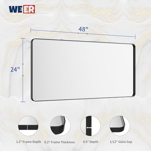 WEER Black Bathroom Vanity Mirror 48X24 Inch - Image 6