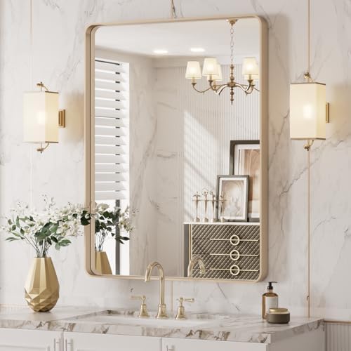 LOAAO 24"X32" Gold Bathroom Mirror - Image 4