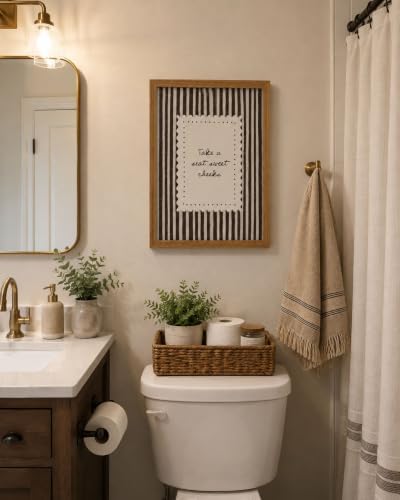 Framed Bathroom Wall Art Funny Take a Seat Sweet Cheeks Quote Wall Decor - Image 2