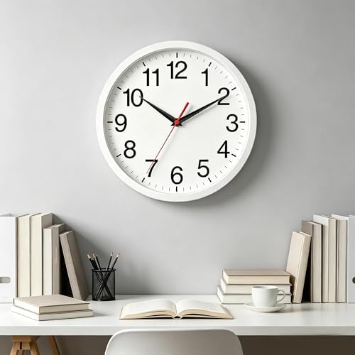 Rohioue Wall Clock Analog 8 Inch White Battery Operated Silent Clock - Image 2