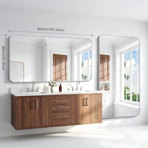 BONEWEI Silver Bathroom Mirror, 66x36 inch Wall Mirror - Image 7