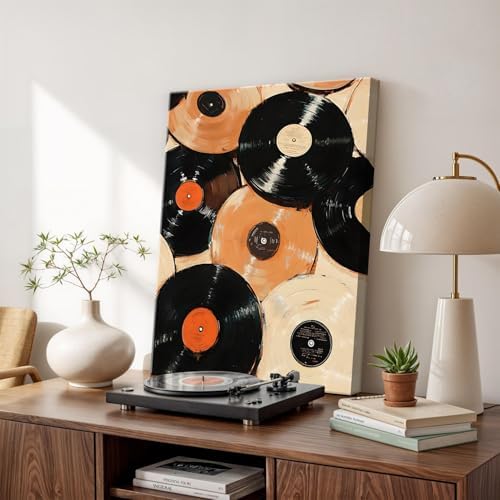 Framed Trendy Leopard Canvas Wall Art Set of 3, Funky Cheetah Music Vinyl - Image 7