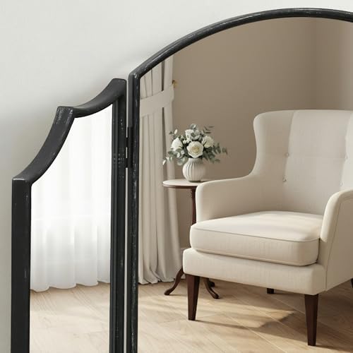 Besdomus Black Scalloped Vanity Mirror: 36"x24" Three Sided Dresser Miror - Image 5