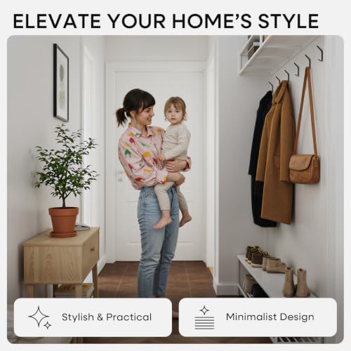 Homeforia Black Wall Coat Hooks, High-End Metal, Heavy Duty - Image 2