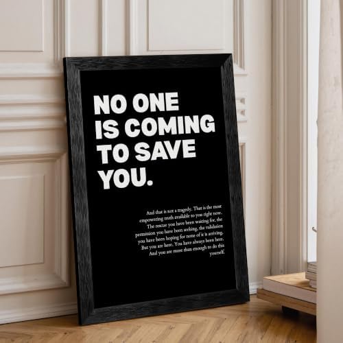 Black Framed No One Is Coming To Save You Motivational Canvas Wall Art - Image 6